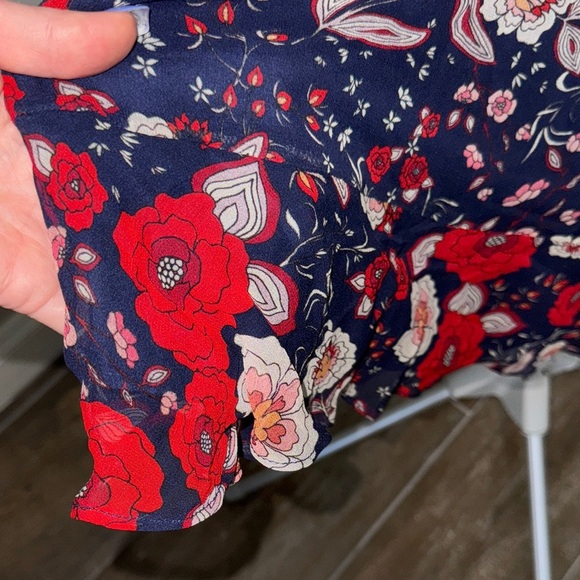 Greylin Navy and Red Floral Silk Mini Dress - Picture 6 of 13